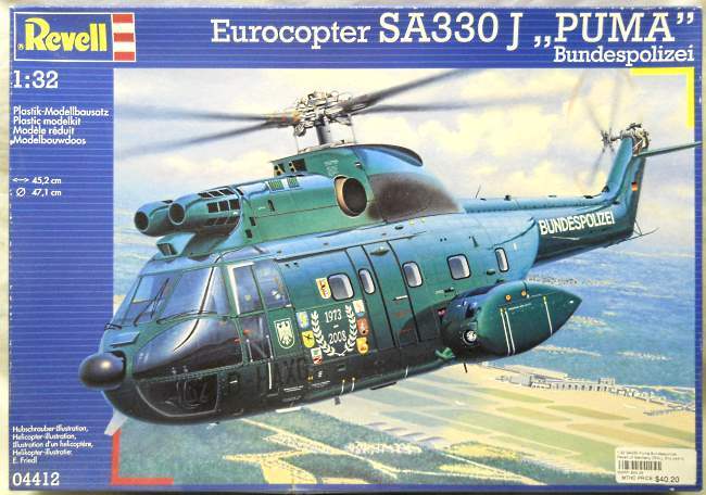 Revell 1/32 Eurocopter SA-330J Puma Bundespolizei - (ex- Aerospatiale/Westland SA-330 Puma), 04412 plastic model kit